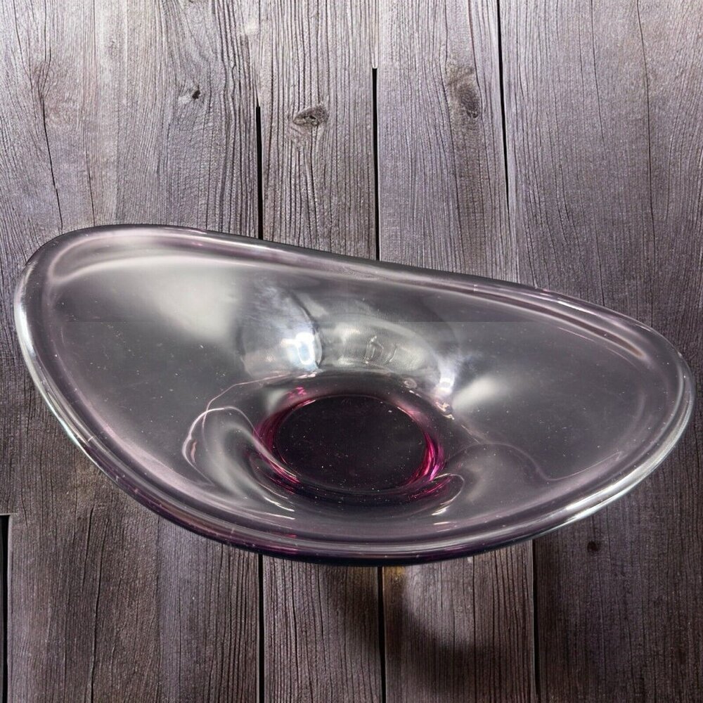 Lotta Peterson for IKEA Transparent Purple Mouth Blown Freeform Glass‎ Bowl Dish